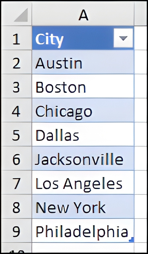 drop-down list in a new worksheet Excel